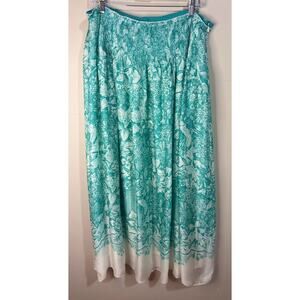 Soft Surroundings Green Floral Peasant‎ Maxi Skirt Size Large